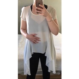 LF Flowy White Top with Flutter ruffle sides
